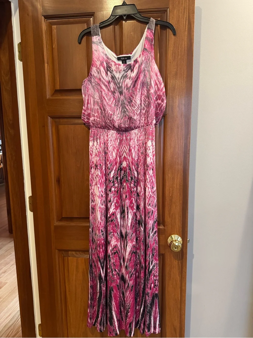 Style & Co. Pink Patterned Sleeveless Maxi Dress